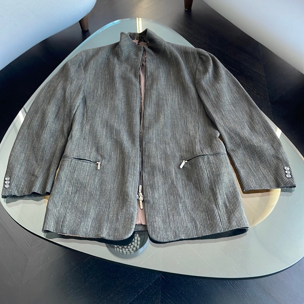 Vintage Dark Brown Ribbed Tweed Sports Coat